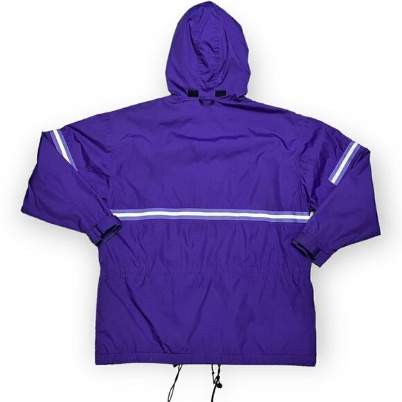 Reebok Vintage Y2K 90s Purple Long Designer Windbreaker Jacket - Mens Medium - Picture 3 of 4